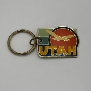 Vintage‎ Utah Metal Keychain Seagull And Sunset Keyring